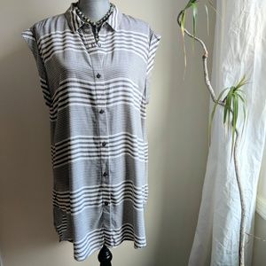 [Calvin Klein] Stripe Button Down Shirtdress Sz XL